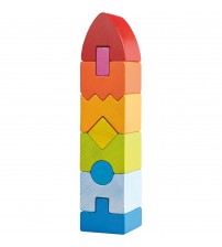 Joc de indemanare, Haba, Geometric Tower, 9 piese, 12luni+