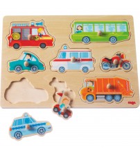 Joc tip puzzle 8 piese, Lumea vehiculelor, 12 luni+