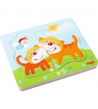 Puzzle din lemn, Haba, Pisicutele dragalase, 10 piese, 2ani+