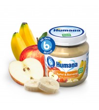 Piure ECO De Banane Si Mere, Humana, 190g, 6luni+