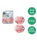 Tommee Tippee Suzeta de noapte Roz, design ortodontic simetric, fara BPA, include cutie de sterilizare 18-36 luni, 2 buc