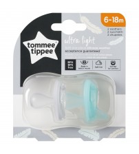 Suzeta Ortodontica Usoara, Tommee Tippee, 2 buc, 6 - 18 luni, Transparent / Turquoise