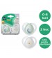 Tommee Tippee Suzeta de noapte alb/verde, design ortodontic simetric, fara BPA, include cutie de sterilizare, 0-6 luni, 2 buc.