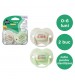 Tommee Tippee Suzeta Anytime alb/verde, design ortodontic simetric, fara BPA, include cutie de sterilizare, 0-6 luni, 2 buc
