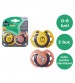 Tommee Tippee Suzeta Fun galben/portocaliu, design ortodontic simetric, fara BPA, include cutie de sterilizare, 0-6 luni, 2 buc.