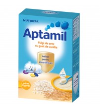 Cereale fara lapte Nutricia, Aptamil Fulgi de orez cu gust de vanilie, 200g, 4luni+