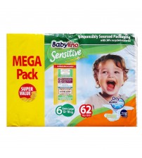 Scutece Babylino Sensitive Megapack Ex Large N6 15-30 kg/62 buc 