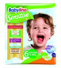 Scutece Babylino Sensitive N6 15-30kg/15 buc