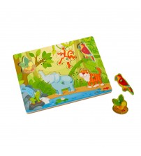 Puzzle din lemn cu sunete Haba Jungla, 24 luni +
