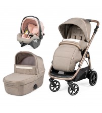 Carucior 3 in 1 Peg Perego Veloce, SLK, 0 - 22 kg, Mon Amour, Bej / Roz