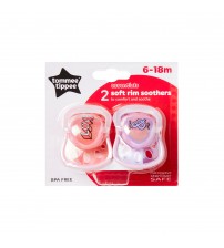 Set Suzete Basic cu margine moale cu tetina din latex, Tommee Tippee, 6-18 luni, 2 buc, Love