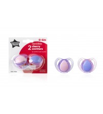 Suzeta Basics latex, Tommee Tippee, Cherry, 2 buc, 0-6 luni, Fete