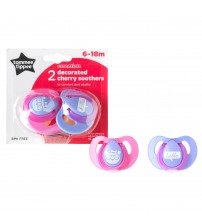 Suzeta Basics latex, Tommee Tippee, Cherry, 2 buc, 6-18 luni, Roz/Mov