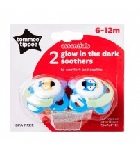 Suzeta Basics latex, de noapte, Tommee Tippee, 2 buc, 6-12 luni, Vulpite