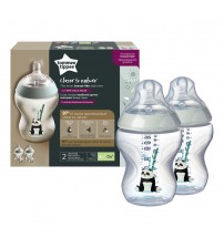 Biberon Tommee Tippee Closer to Nature, 260 ml, PP, Ursuleti Panda, 0 luni +, 2 buc