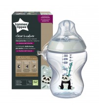 Biberon Tommee Tippee Closer to Nature, 260 ml, PP, Ursuleti Panda, 0 luni +, 1 buc