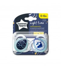 Suzeta ortodontica de noapte Tommee Tippee, 0-6 luni, Balenute, 2 buc