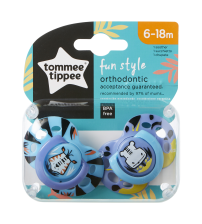Set Suzete Ortodontice de Zi FUN, Tommee Tippee, 6-18 Luni, 2 buc, Tigru / Hipopotam