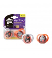 Set Suzete Ortodontice de Noapte, Tommee Tippee, 0 - 6 Luni, 2 buc, Gri / Portocaliu