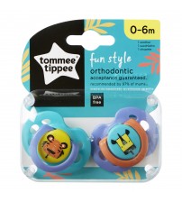 Set Suzete Ortodontice de Zi FUN, Tommee Tippee, 0-6 Luni, 2 buc, Tigru / Rinocer