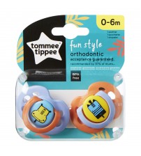 Set Suzete Ortodontice de Zi FUN, Tommee Tippee, 0-6 Luni, 2 buc, Hipopotam / Girafa